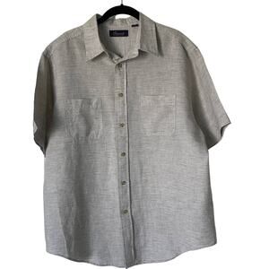 Casuals Roundtree & Yorke Linen Blend Shirt - Tan & Cream - Size L